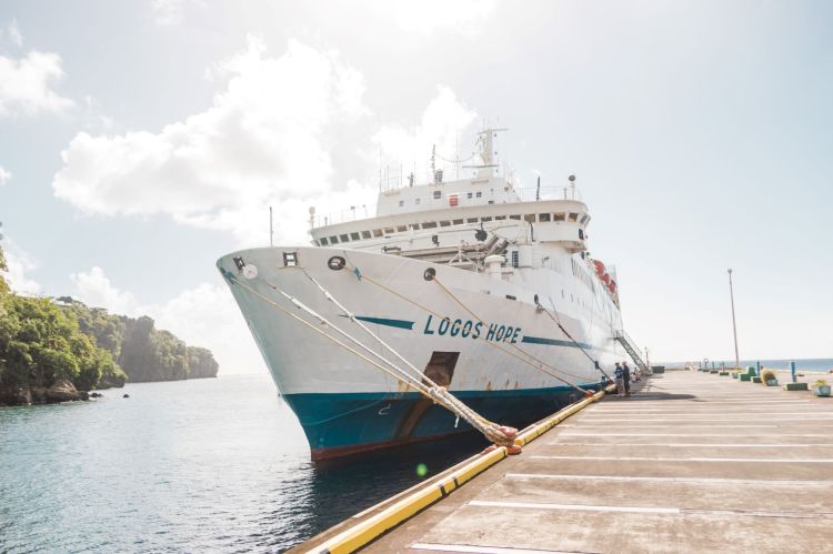 MV Logos Hope berth in Kingstown, St Vincent and the Grenadines